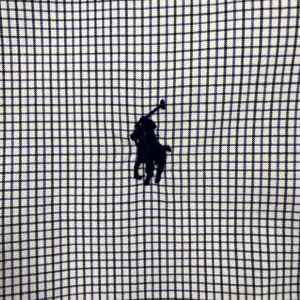 Ralph Lauren Classic Fit Windowpane Button Down Shirt Men 16 L White Ivy Prep